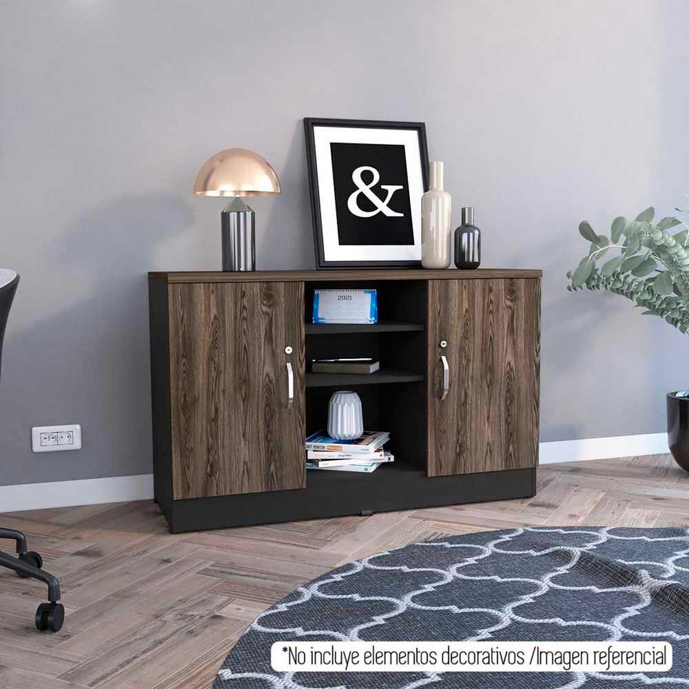 Gabinete TuHome Home Office Negro Soft Coñac