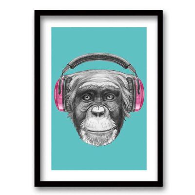 Imagen 1 del producto Cuadro Decorativo Retela Monkey Headphones 50 x 35 cm