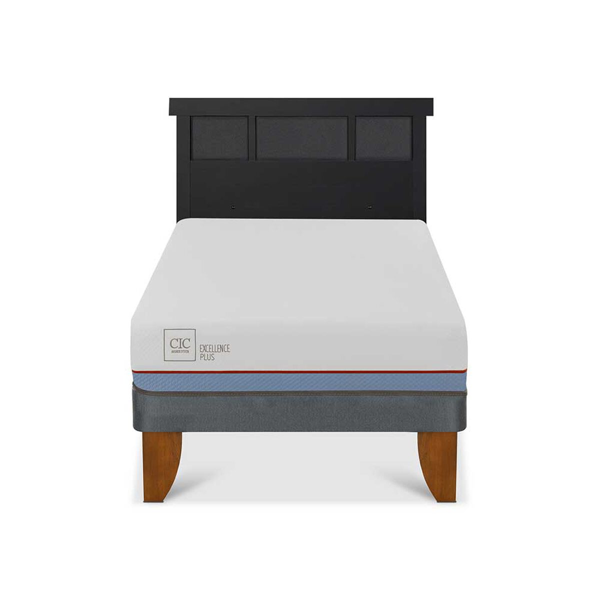 Cama Europea CIC 1,5 Plazas Excellence Plus + Respaldo Dublin Negro