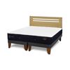 Cama Europea CIC Base Dividida 2 Plazas Premium + Respaldo Munich Mostaza