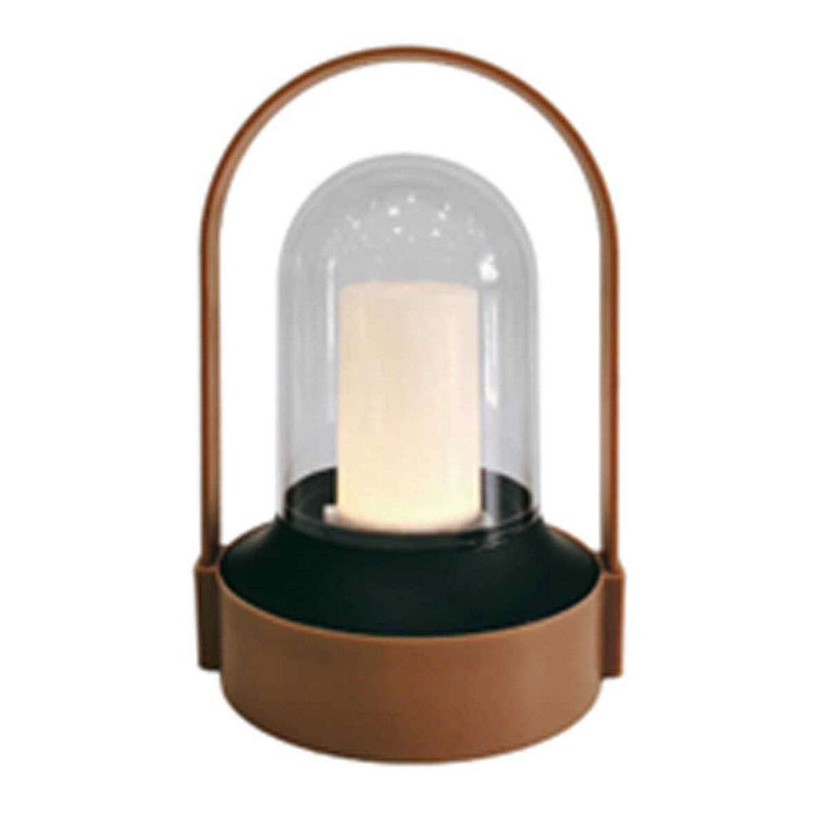 Fanal con Vela Led Pl&aacute;stico Vgo  21 x 14.5 cm Caf&eacute;