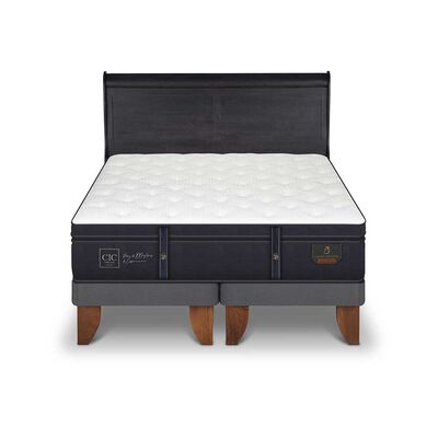 Cama Europea CIC Base Dividida 2 Plazas Grand Premium + Respaldo Miro Negro