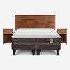 Cama Europea Rosen Base Dividida 2 Plazas New Style 4 Plus + Respaldo + 2 Veladores Tabor Caramelo