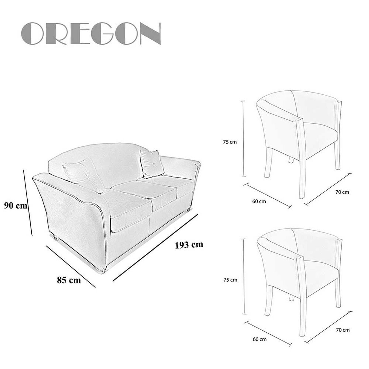 Juego de Living Elegant Detail Oregon  Sof&aacute; 3 Cuerpos + Dos Sillones 1 Cuerpo Gris