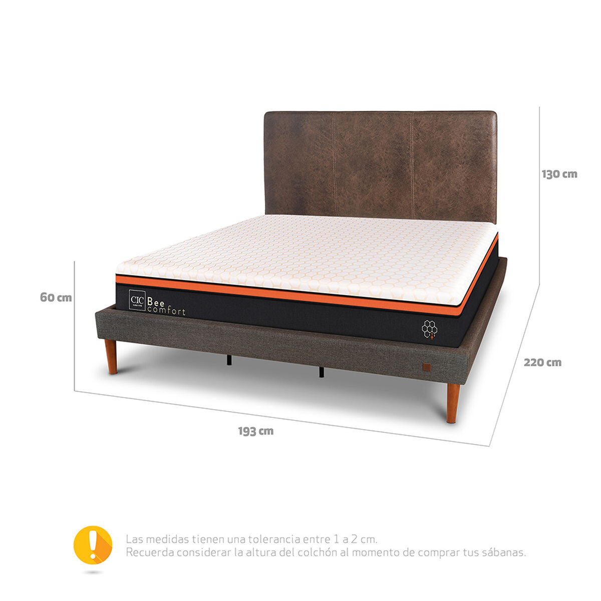 Cama Europea Curve CIC King Bee Comfort + Respaldo