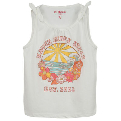 Imagen 1 del producto Polera sin Mangas Niña Chess Blanco, Coral, Menta, Morado