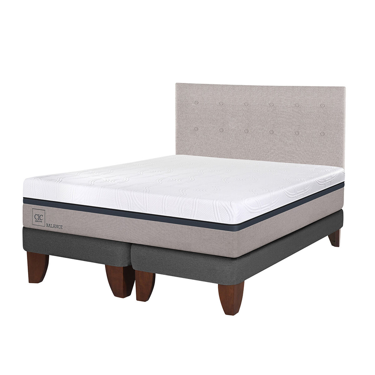 Cama Europea CIC Base Dividida 2 Plazas Balance + Respaldo Tigris