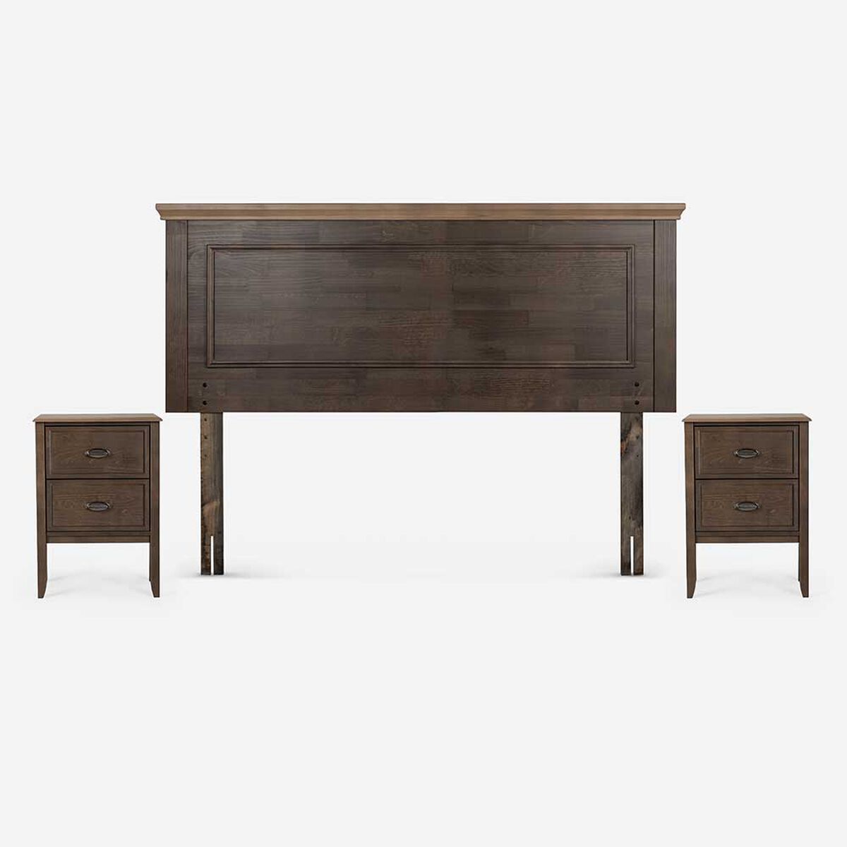 Cama Europea Rosen 2 Plazas Indie + Respaldo + 2 Veladores Anna