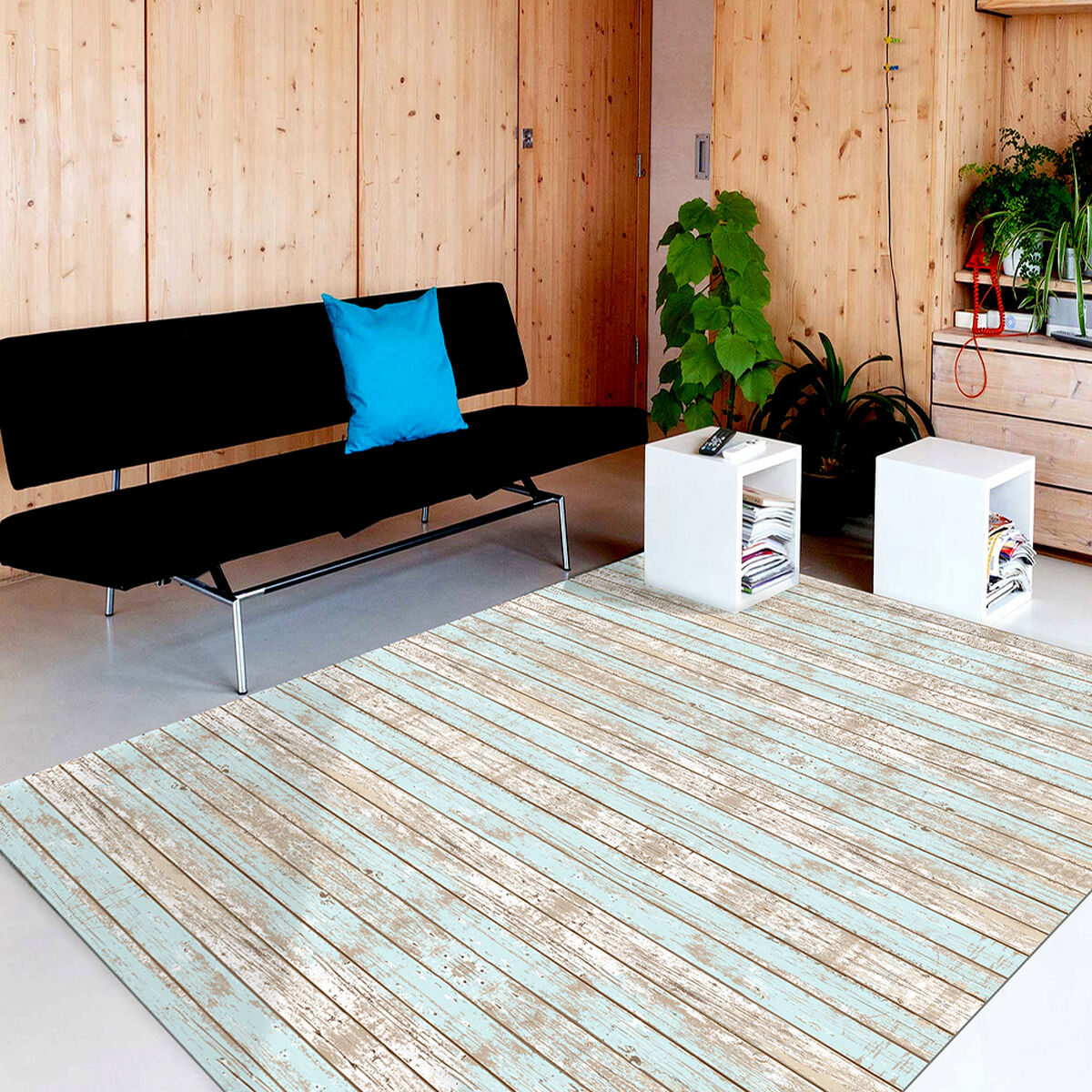 Alfombra Davanti Madera Vintage Azul 140 x180 Madera Vintage Azul