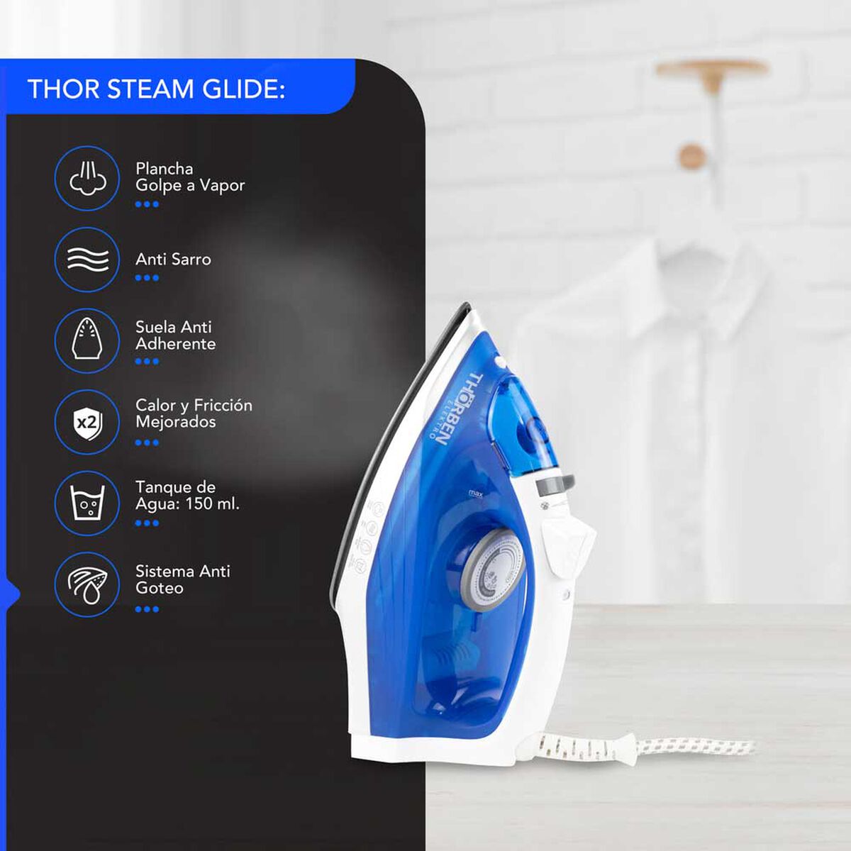 Plancha a vapor Thorben Thor Steam Glide 1100W