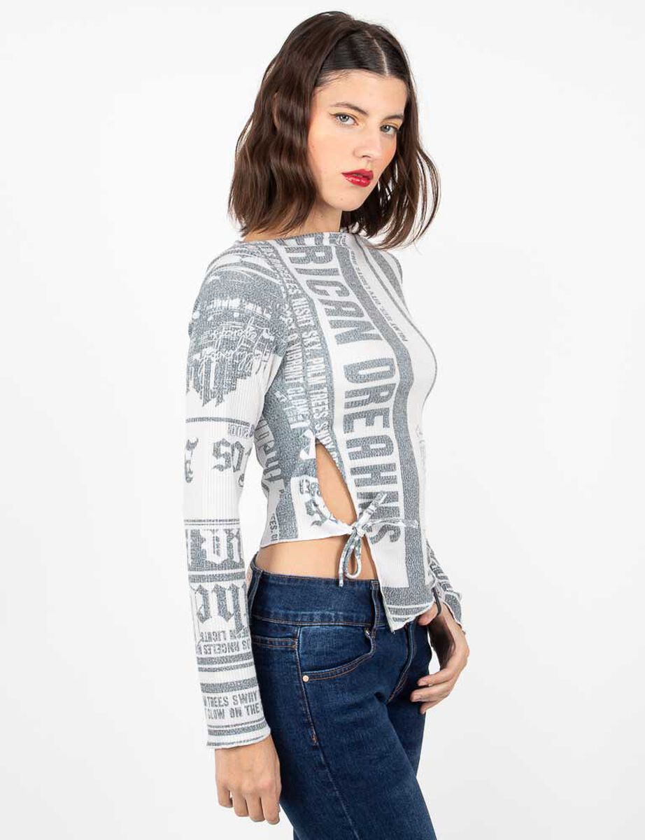 Polera Asimétrica Manga Larga Mujer Fiorucci