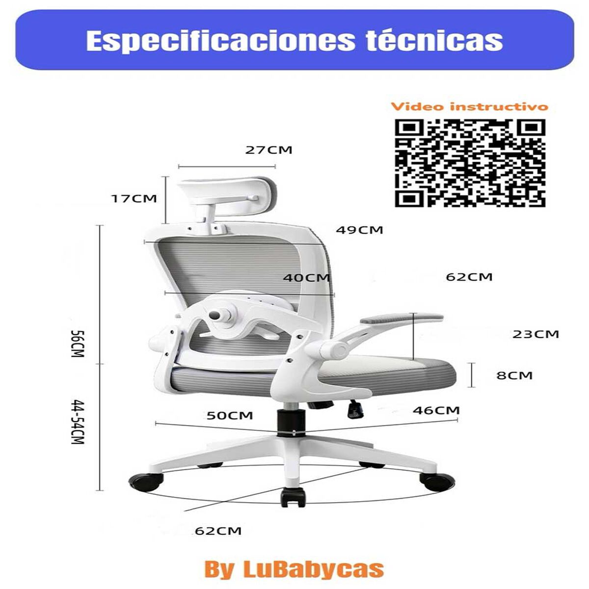 Silla de escritorio LuBabycas W302 Negro
