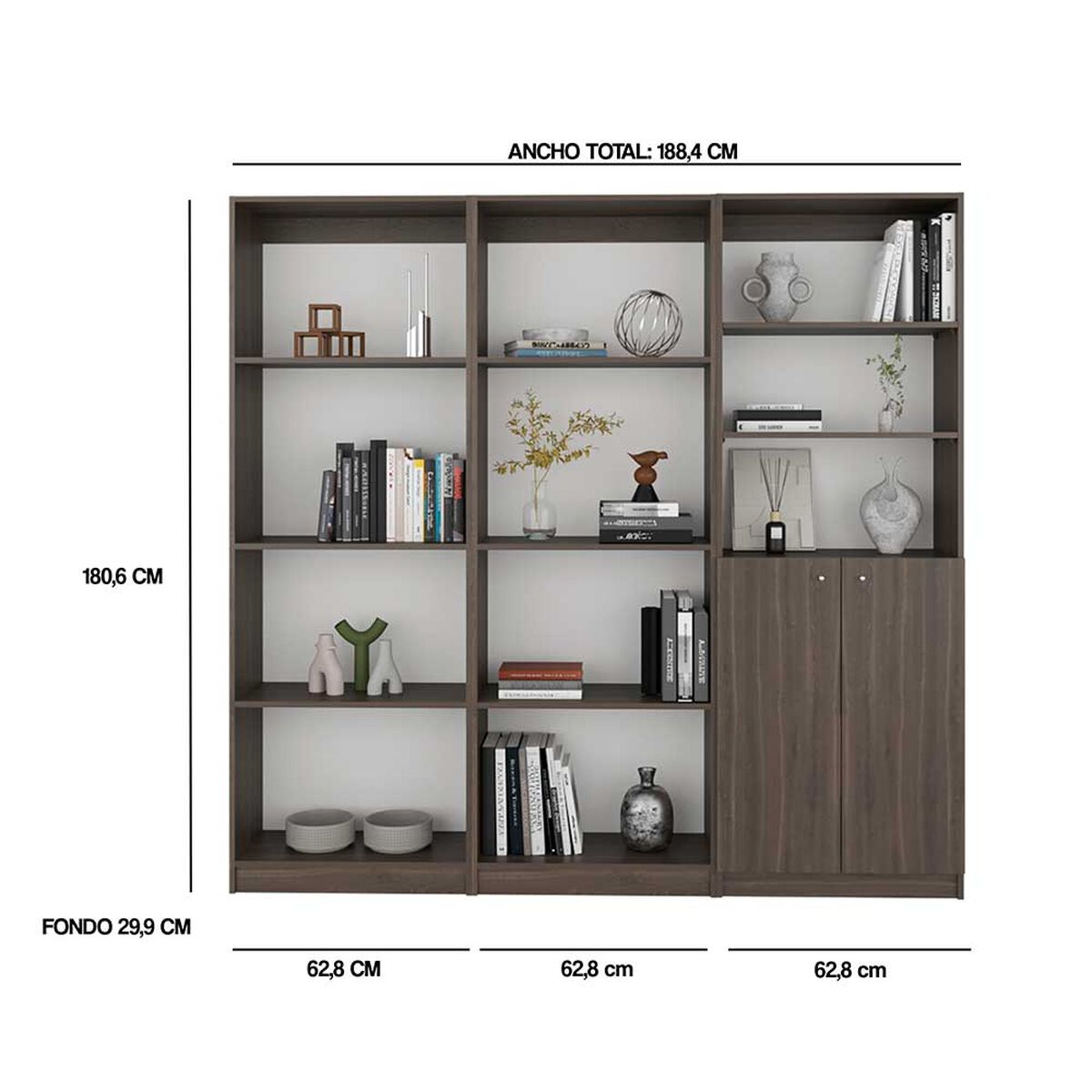 Set 3 Estantes Tuhome Home E 2 Puertas Milan
