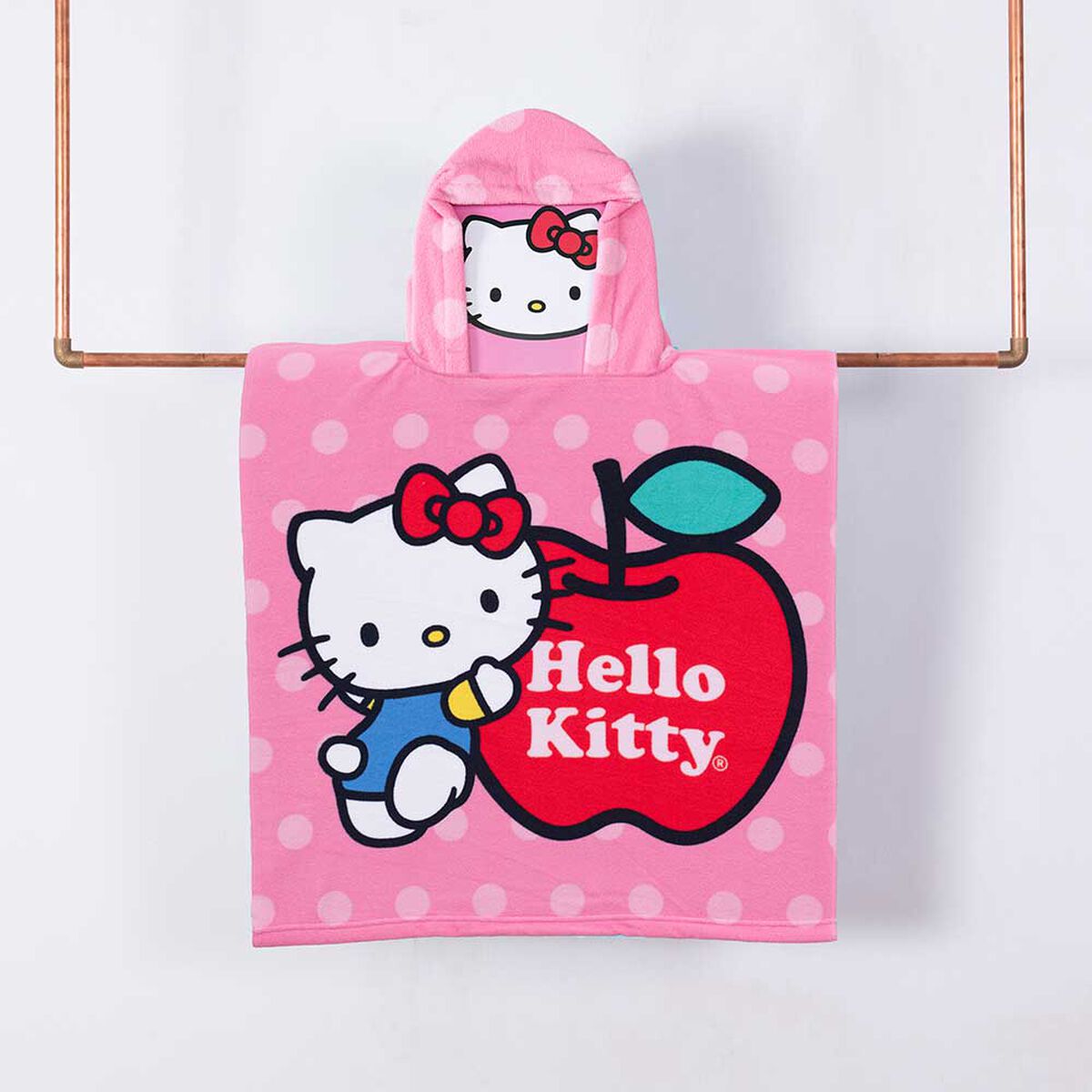 Toalla de Playa con Capucha Infantil Sanrio Hello Kitty Manzana 60 x 120 cm