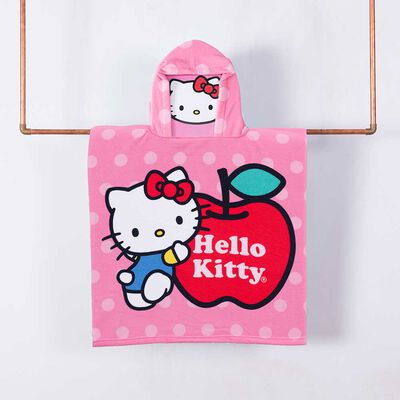 Toalla de Playa con Capucha Infantil Sanrio Hello Kitty Manzana 60 x 120 cm