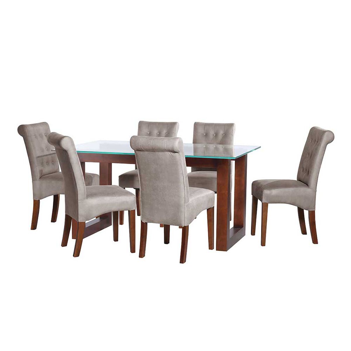 Juego de Comedor Latam Home Pamplona Girona 6 Sillas Velvet Negro
