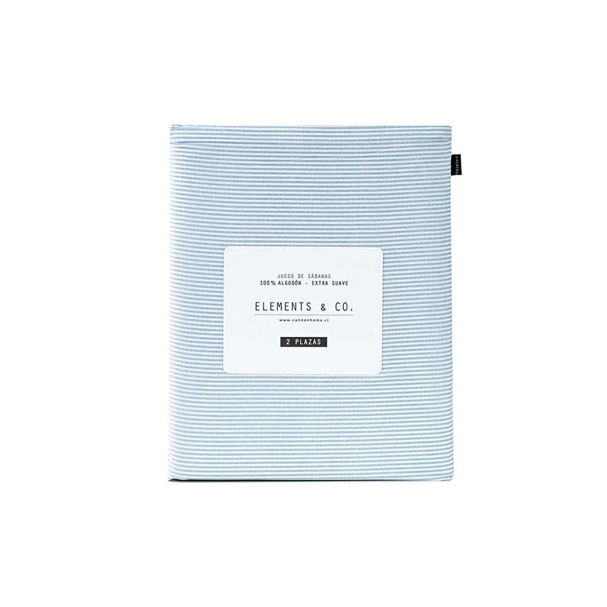 Juego de S&aacute;banas Elements & Co 2 Plazas 144 Hilos Stripe Sage