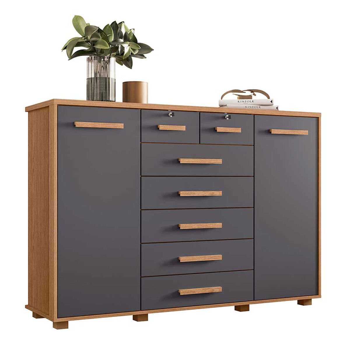 C&oacute;moda Vekkahome Fontana 7 Cajones Gris