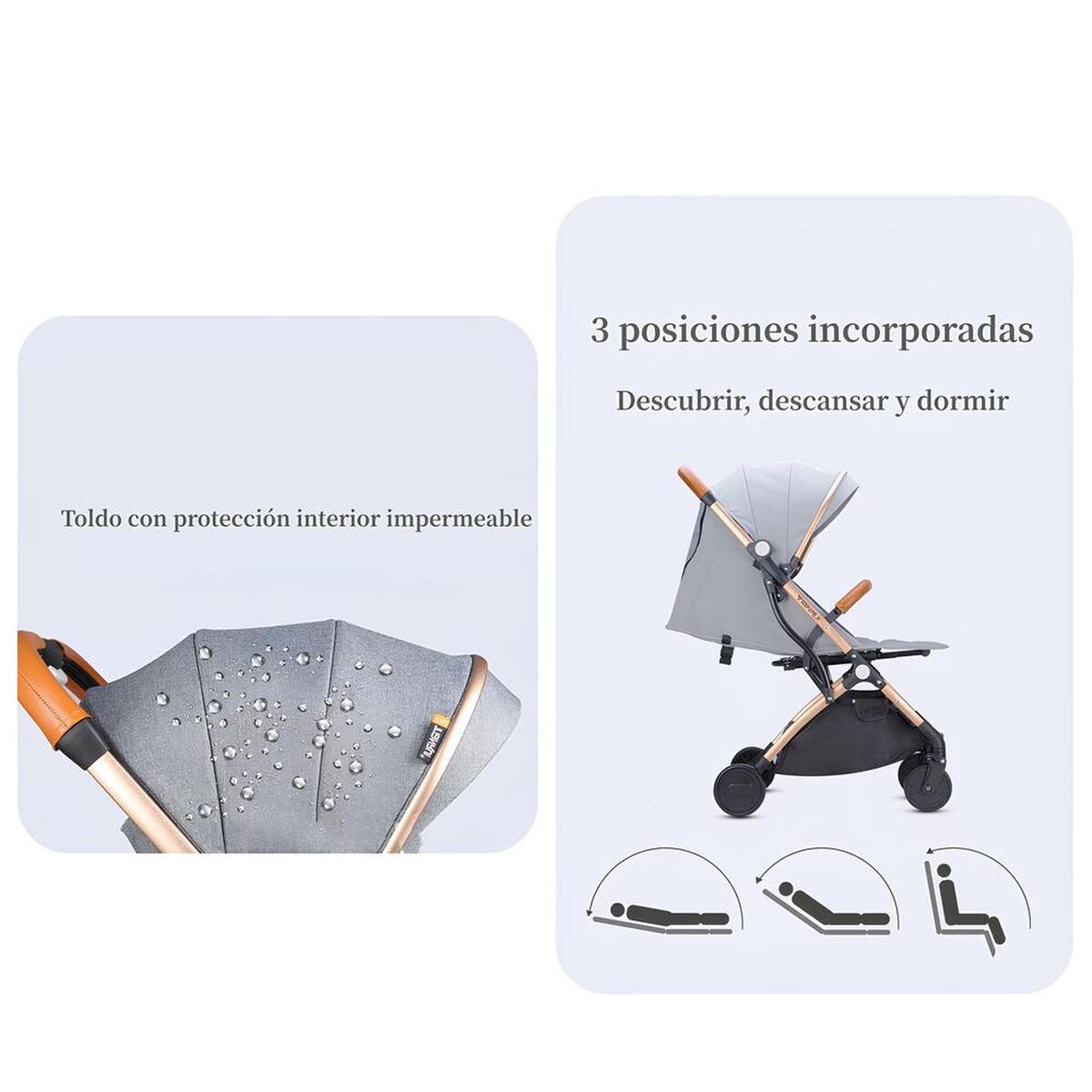 Coche de Paseo Últra Compacto con Accesorios Gris Lubabycas