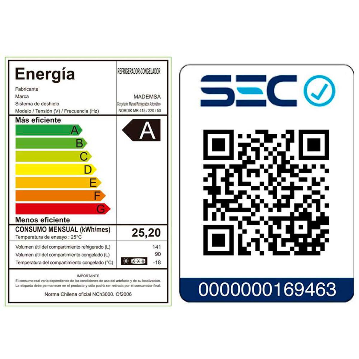 Refrigerador Combi Fr&iacute;o Directo Mademsa Nordik 415 231 lts.