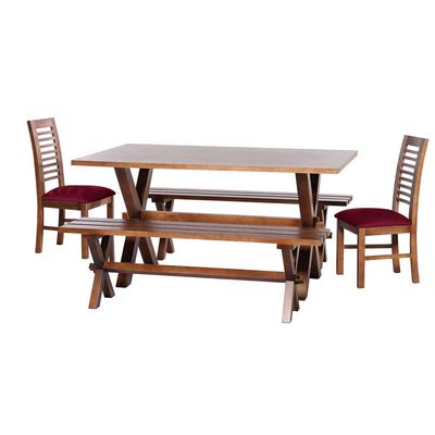 Juego de Comedor Latam Home Sevilla Salamanca 2 Sillas + 2 Bancas Velvet Burdeo