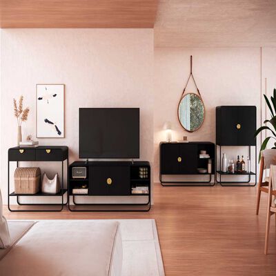 Set Buffet + Bar + Arrimo + Rack Decocasa Luna Negro