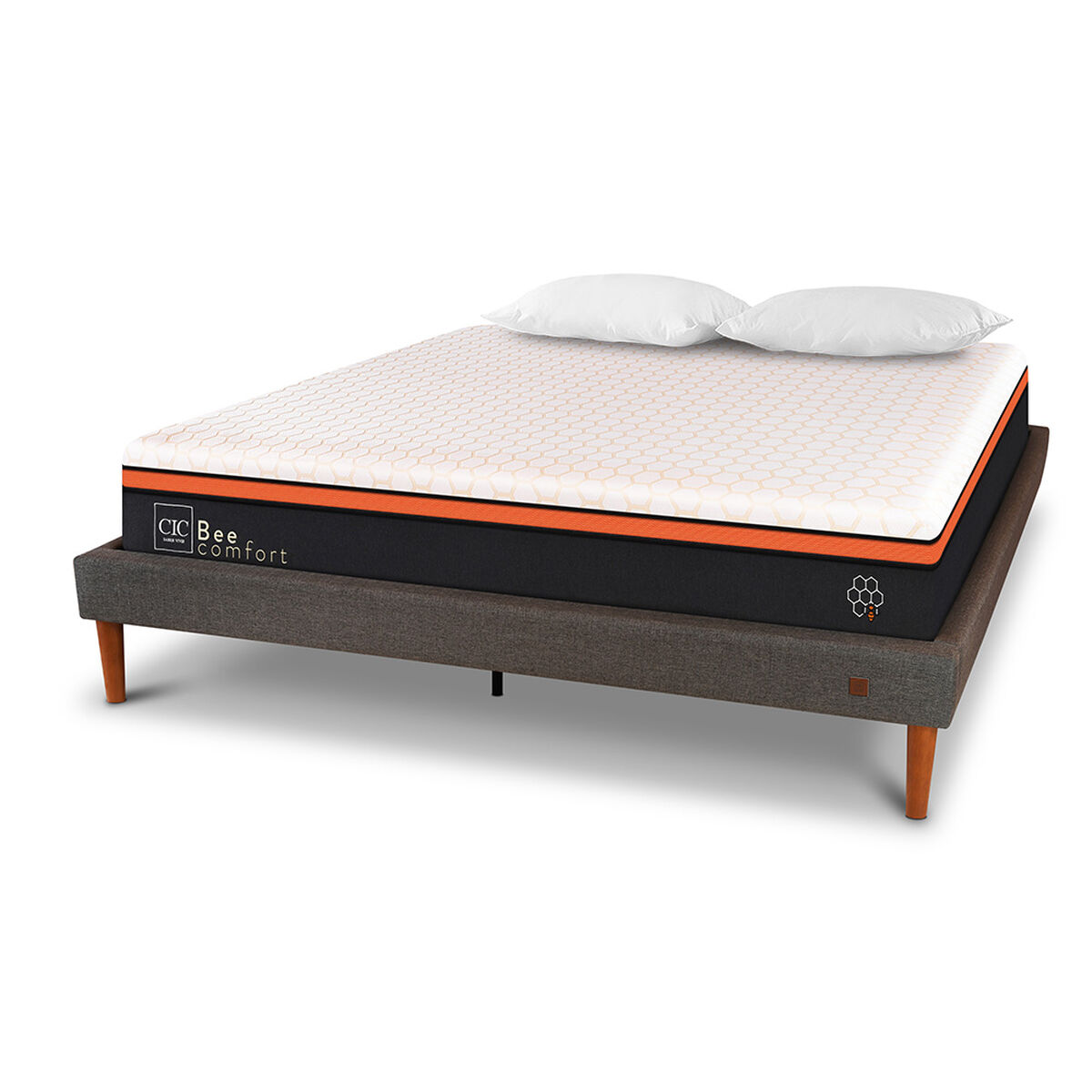 Cama Europea CIC 2 Plazas Bee Comfort + Almohadas Viscoel&aacute;sticas