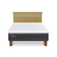 Cama Europea CIC King Ortopedic Advance + Respaldo Dublin Mostaza