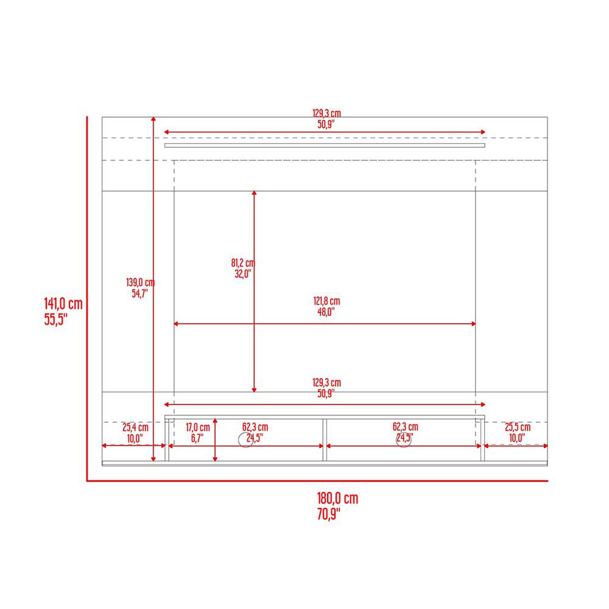 Panel TV Tuhome Montana Hasta 70" Avellana Tivoli
