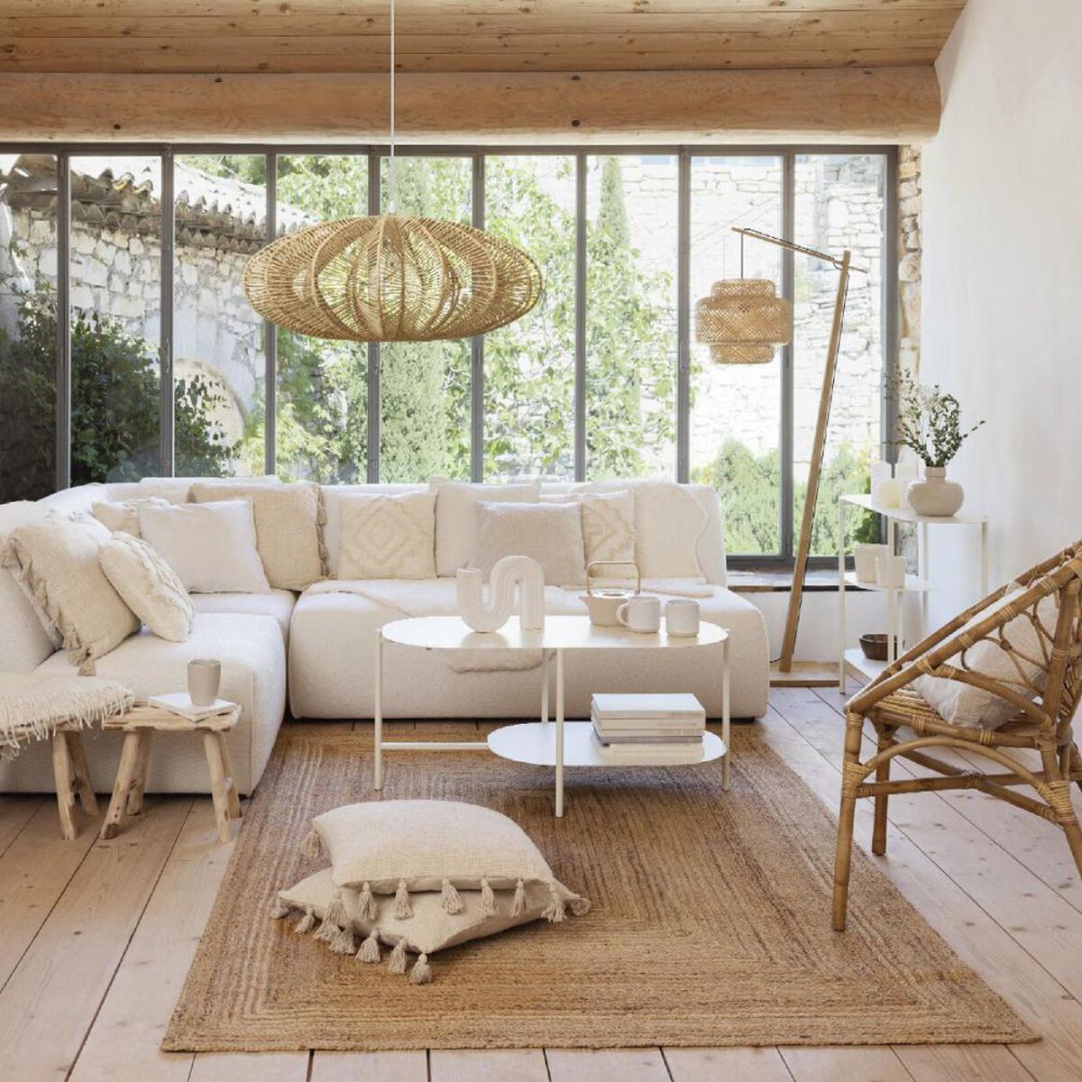 L&aacute;mpara de Pie Arco Liby Atmosphera Bamb&uacute; 173cm  Natural