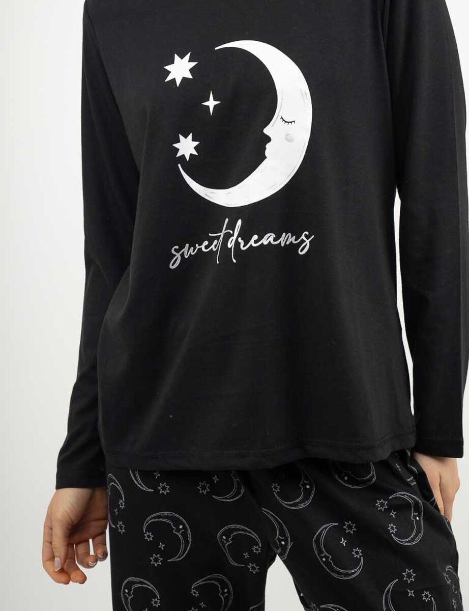 Pijama Larga Algod&oacute;n Manga Larga Mujer Icono