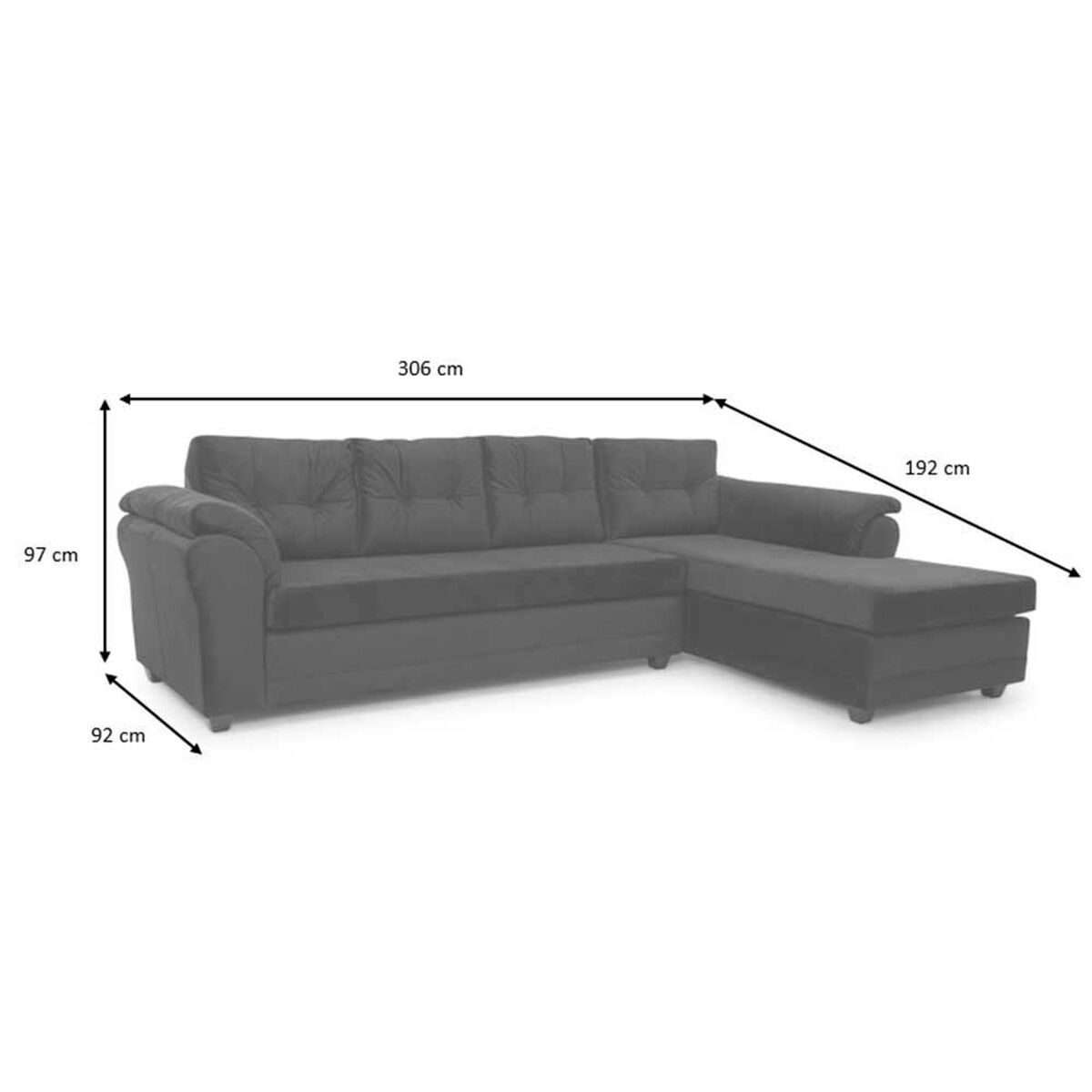 Sofá Seccional Muebles MPR Journey 3 Gris