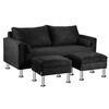 Juego de Living Bodevir Sky Felpa 12 Sofá 3 Cuerpos + Dos Pouf 1 Cuerpo Negro 