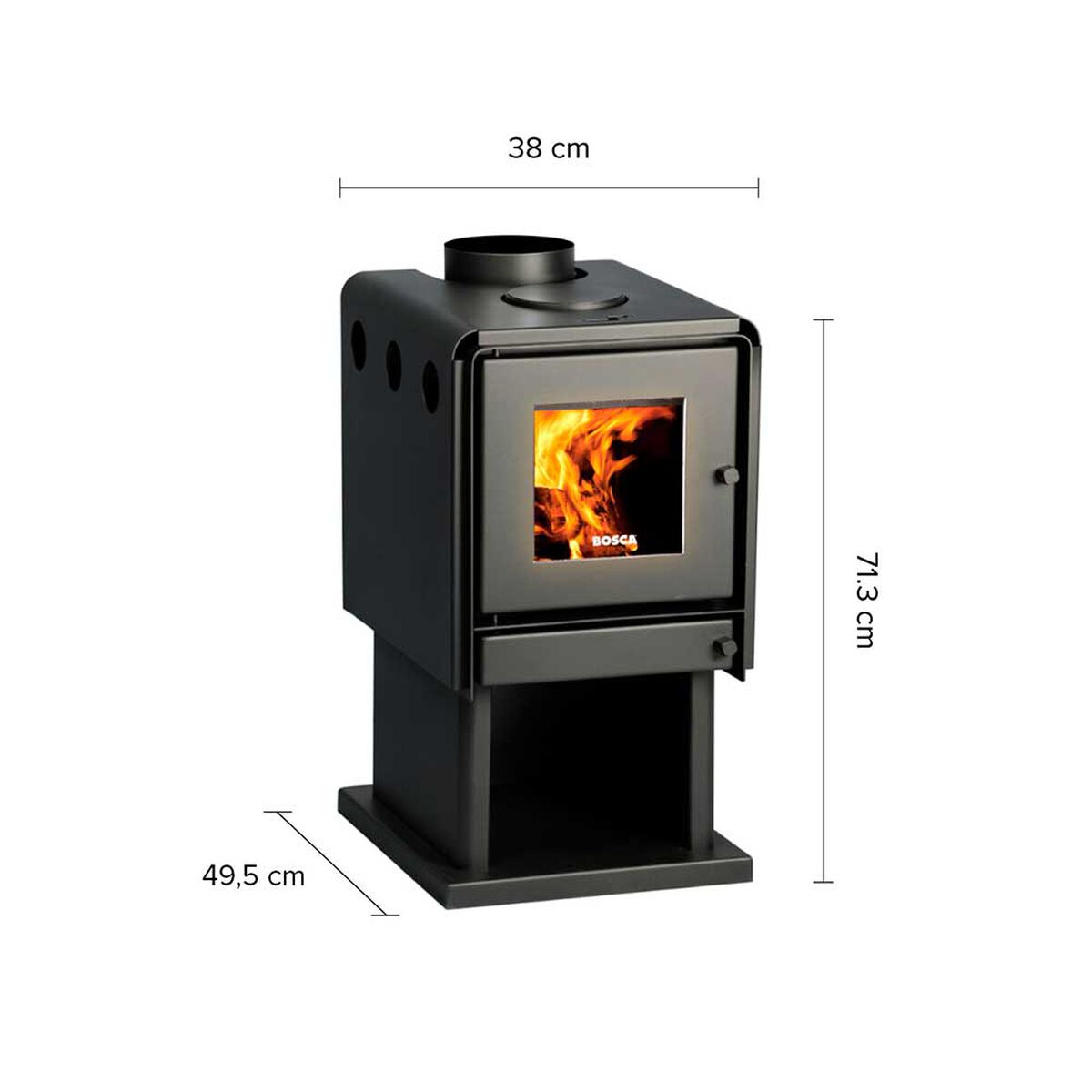 Pack Calefactor a le&ntilde;a Bosca Multibosca 350 + kit de Instalacion