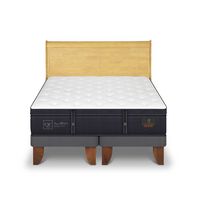Cama Europea CIC Base Dividida King Grand Premium + Respaldo Miro Mostaza
