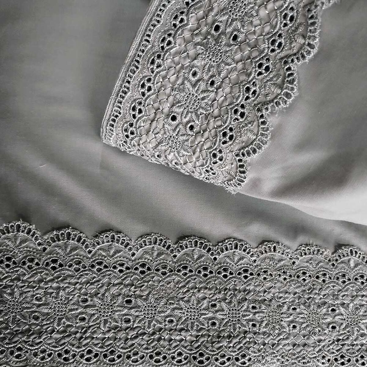 Juego de Sábanas Illusions 180 Hilos King Broderie Gris