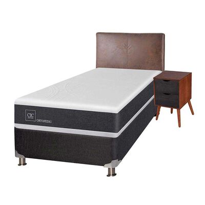Imagen 2 del producto Box Spring CIC 1,5 Plazas New Ortopedic + Respaldo + Velador Baker