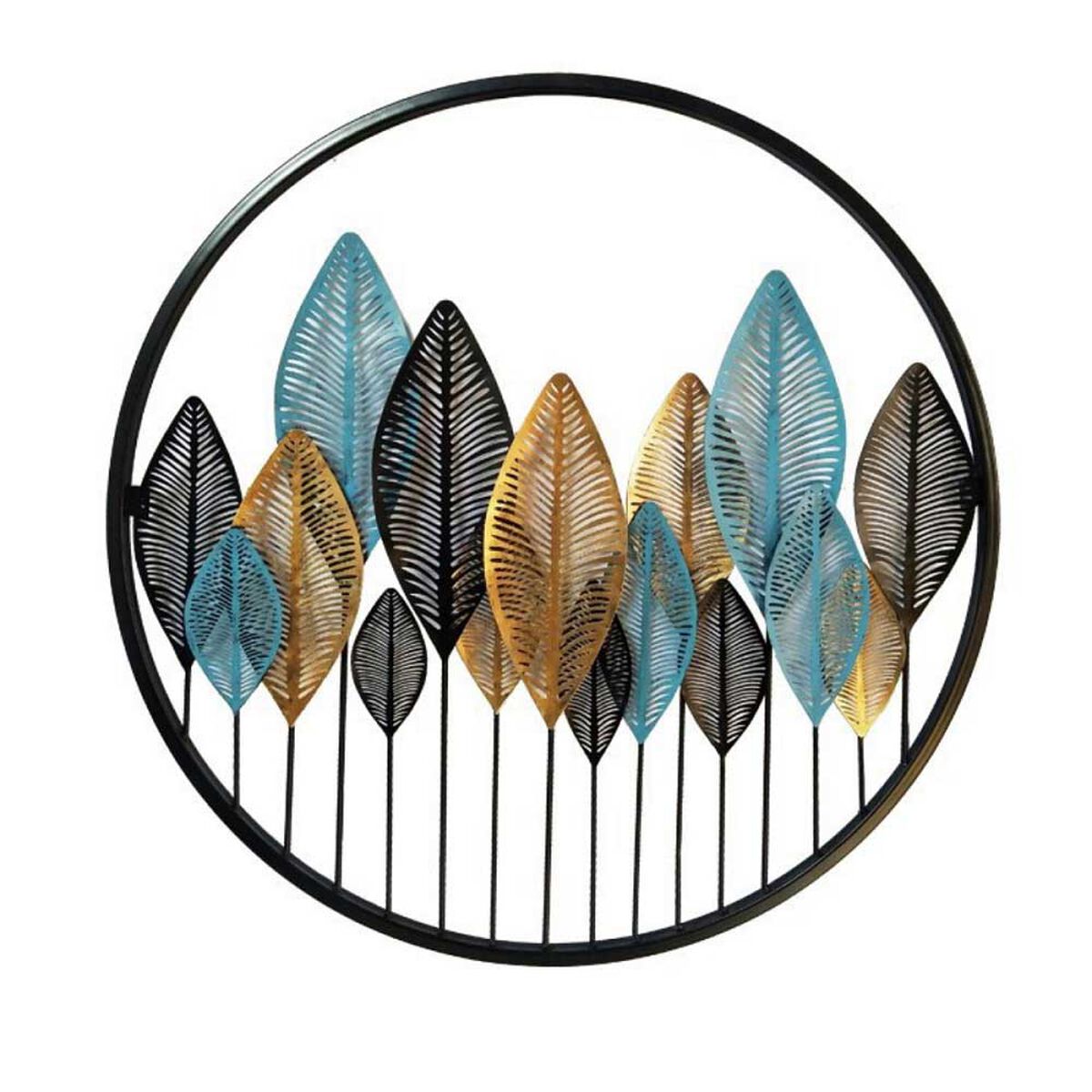 Cuadro Decorativo Redondo Ankara Hojas Multicolor