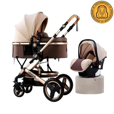 Coche Travel System con Accesorios Café Luxury LuBabycas