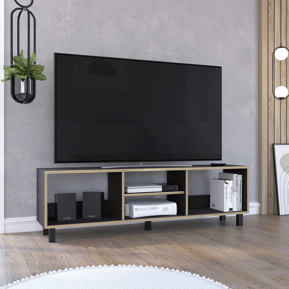 Rack TV TuHome Nomik Texas Negro Hasta 70"