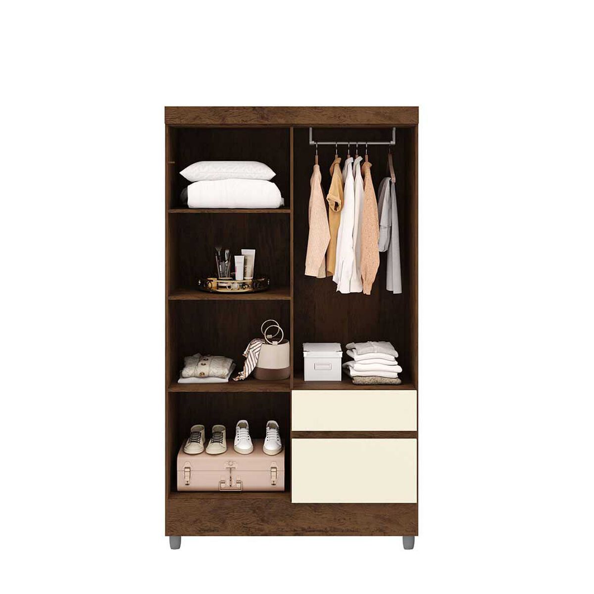 Closet Vekkahome Americano 4 Puertas 2 Cajones Crema