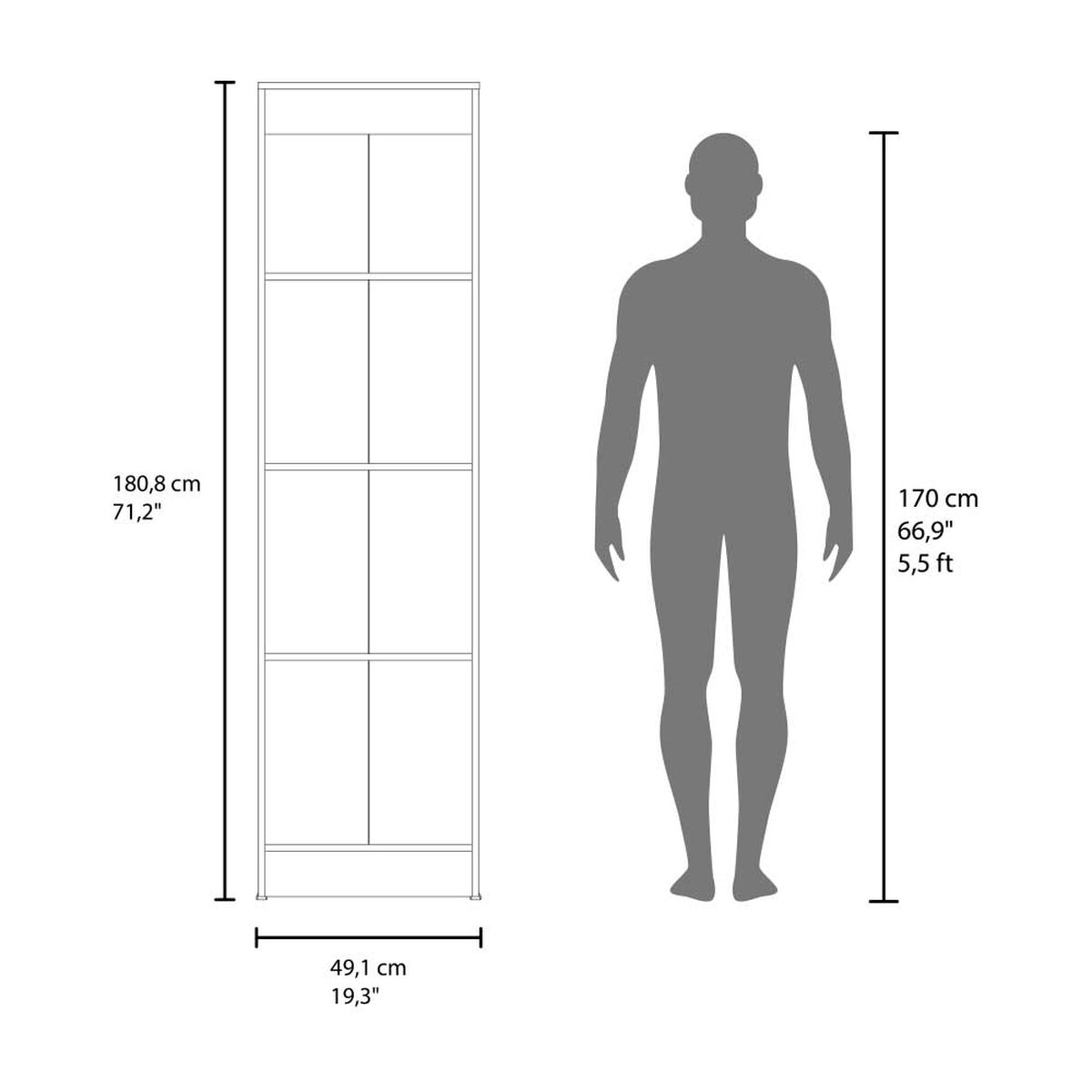 Closet Praga 1 Puerta Con Espejo Milan 180,1X49,1X30,2 Cm