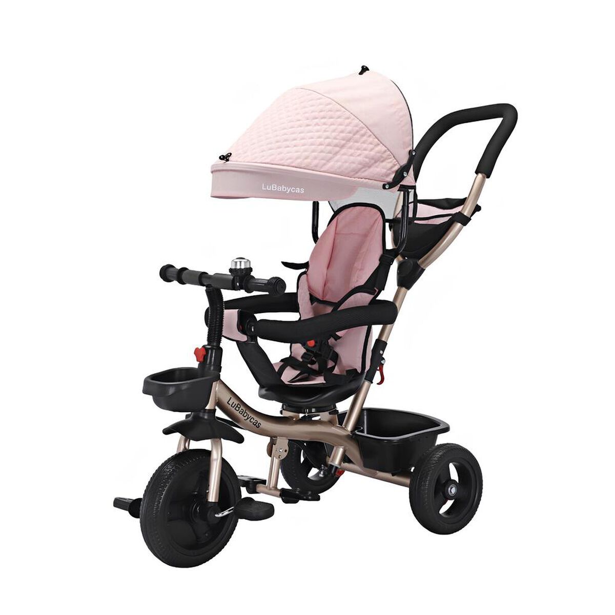 Triciclo 3 en 1 con Apoya Pies 360°LuBabycas Rosado