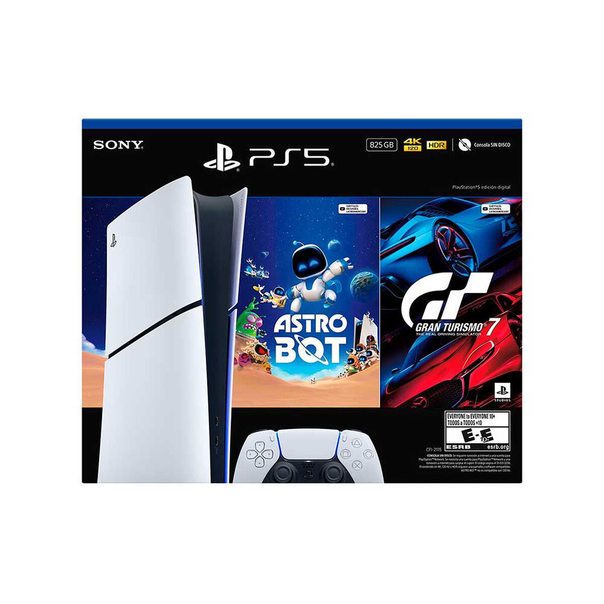 Consola Sony PlayStation PS5 Digital Slim 825 GB SSD + 1 control + 2 juegos digitales ASTRO BOT y Gran Turismo 7