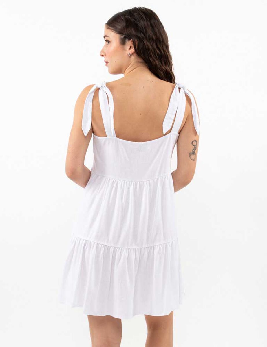 Vestido Corto Lino Sin Mangas Mujer Icono
