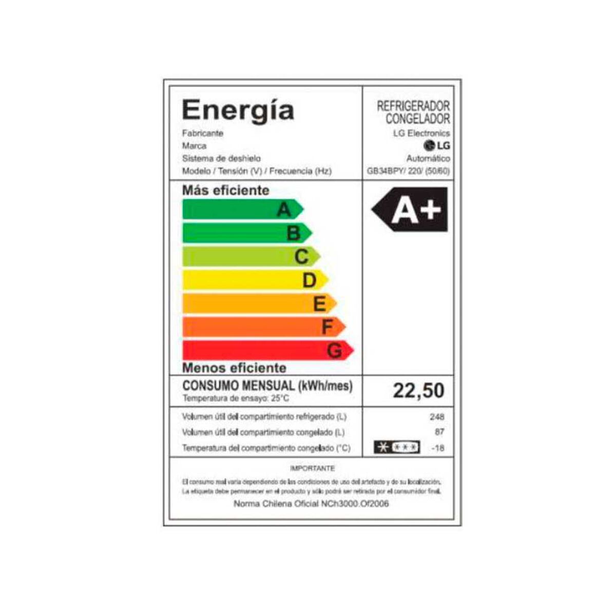 LG Refrigerador Bottom Freezer 335 GB34BPY.APYPECL 172 x 60 CM