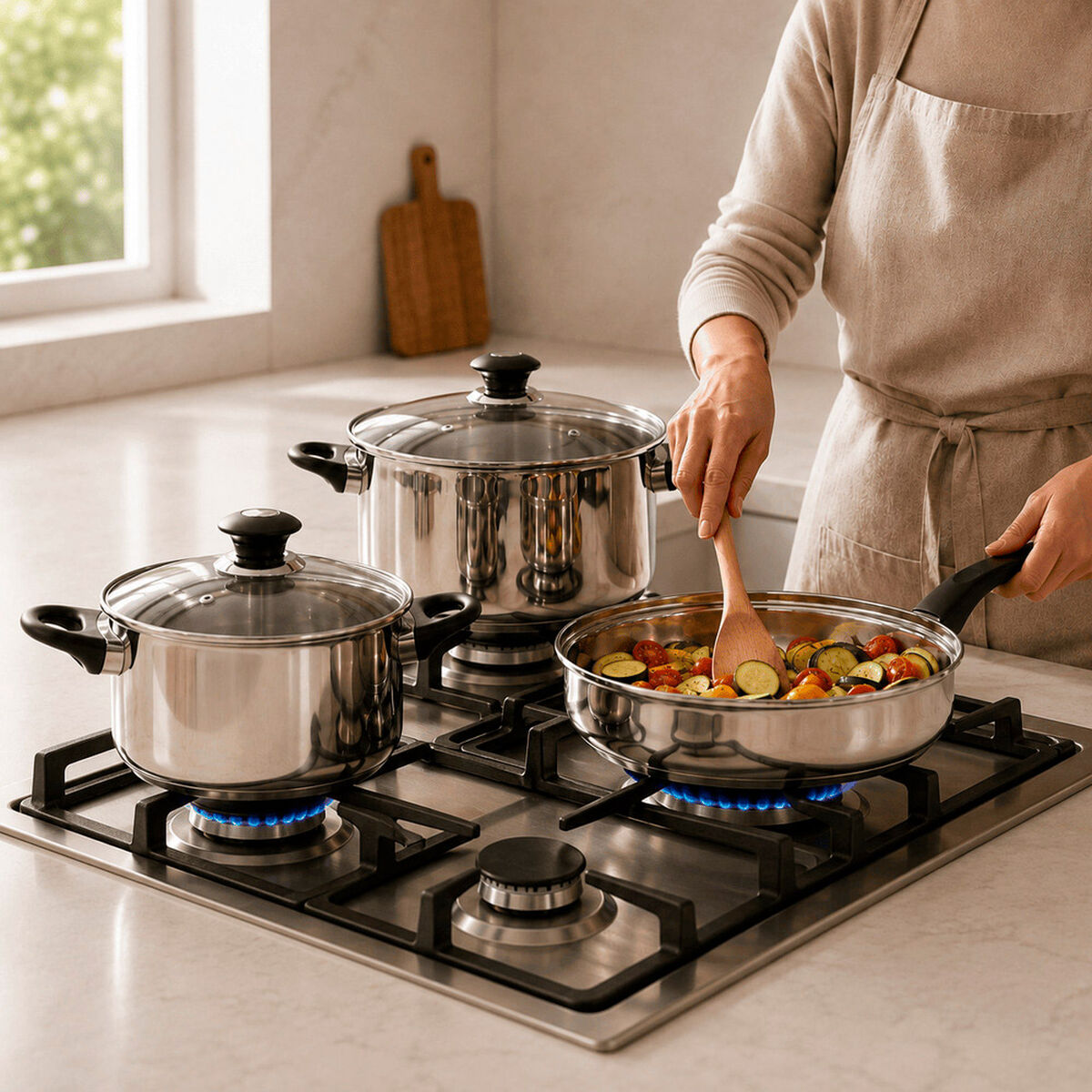 Bater&iacute;a de Cocina Acero Inox Fantuzzi Corazza 5 Piezas
