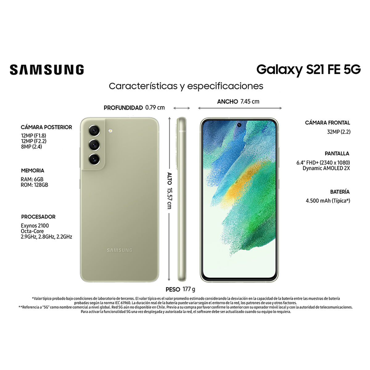 Celular Samsung Galaxy S21 FE 5G 128GB 6,4" Olive Liberado