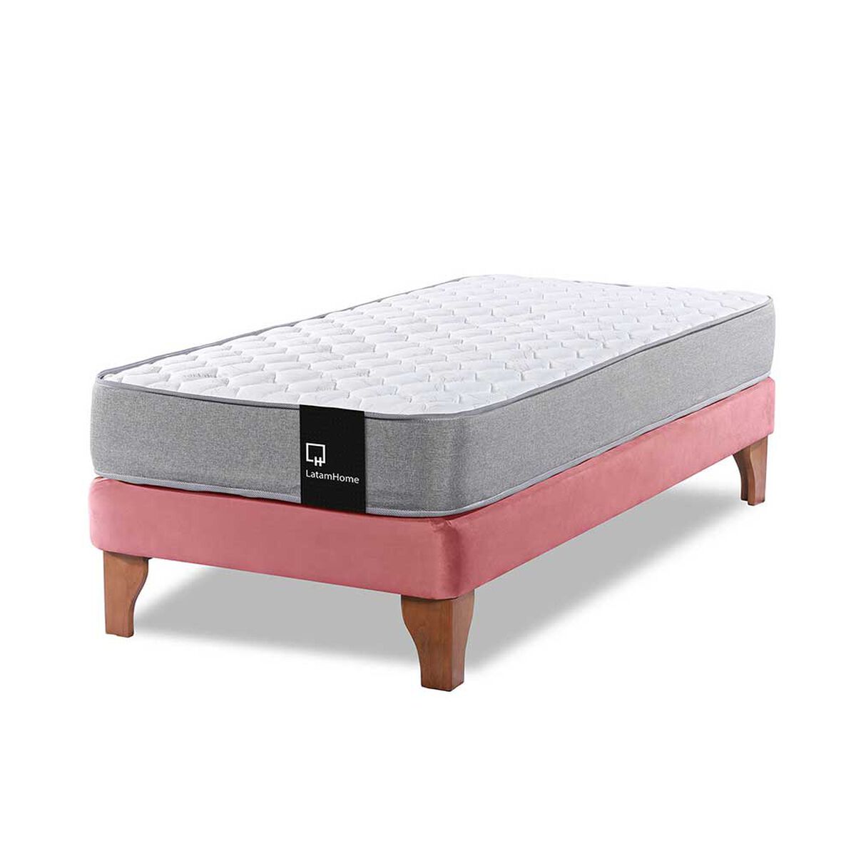 Cama Europea Latam Home 1 Plaza Zen Pro Tela Palo Rosa
