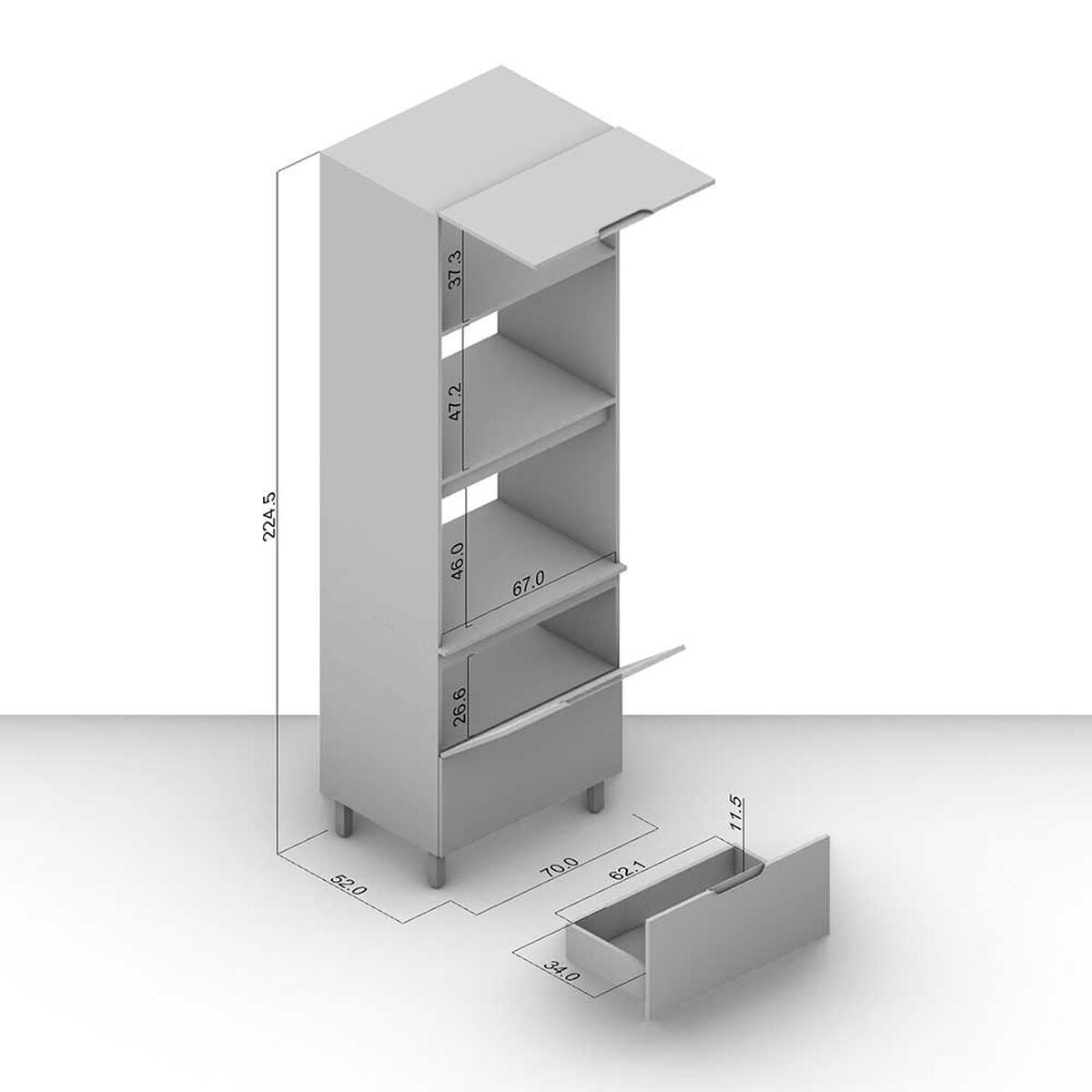 Despensa de Cocina delta Vekkahome 2 Puertas 1 Cajon Blanca